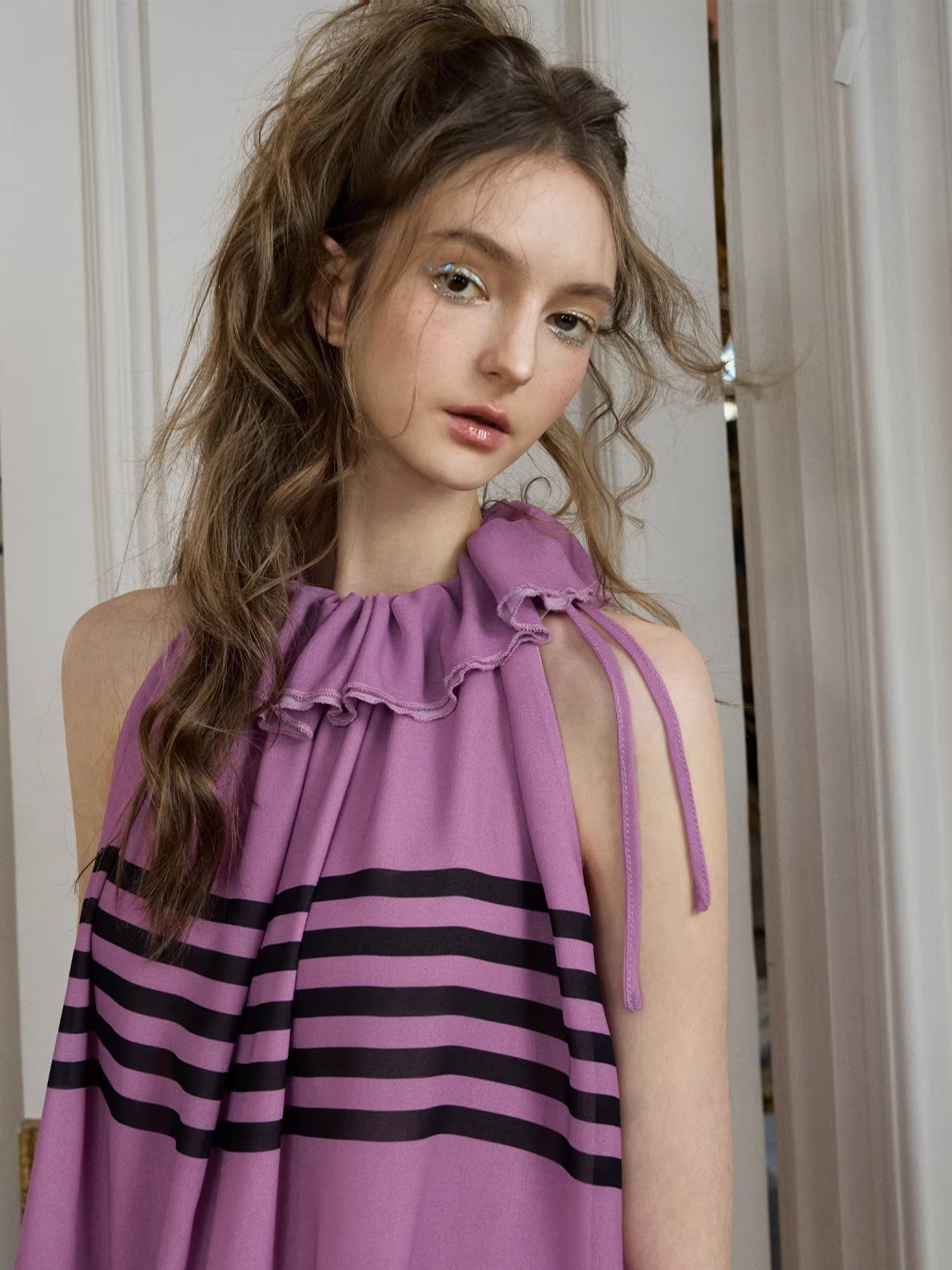 Drawstring Chiffon Dress