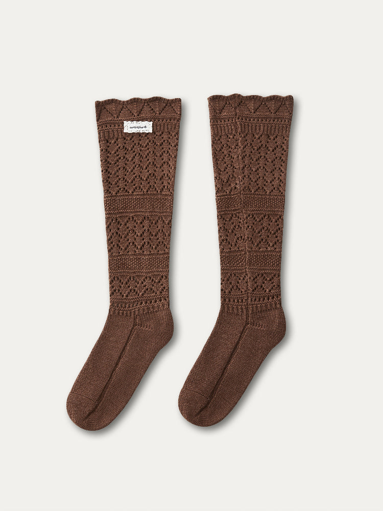 Wool Blend Crochet Mid-Calf Socks