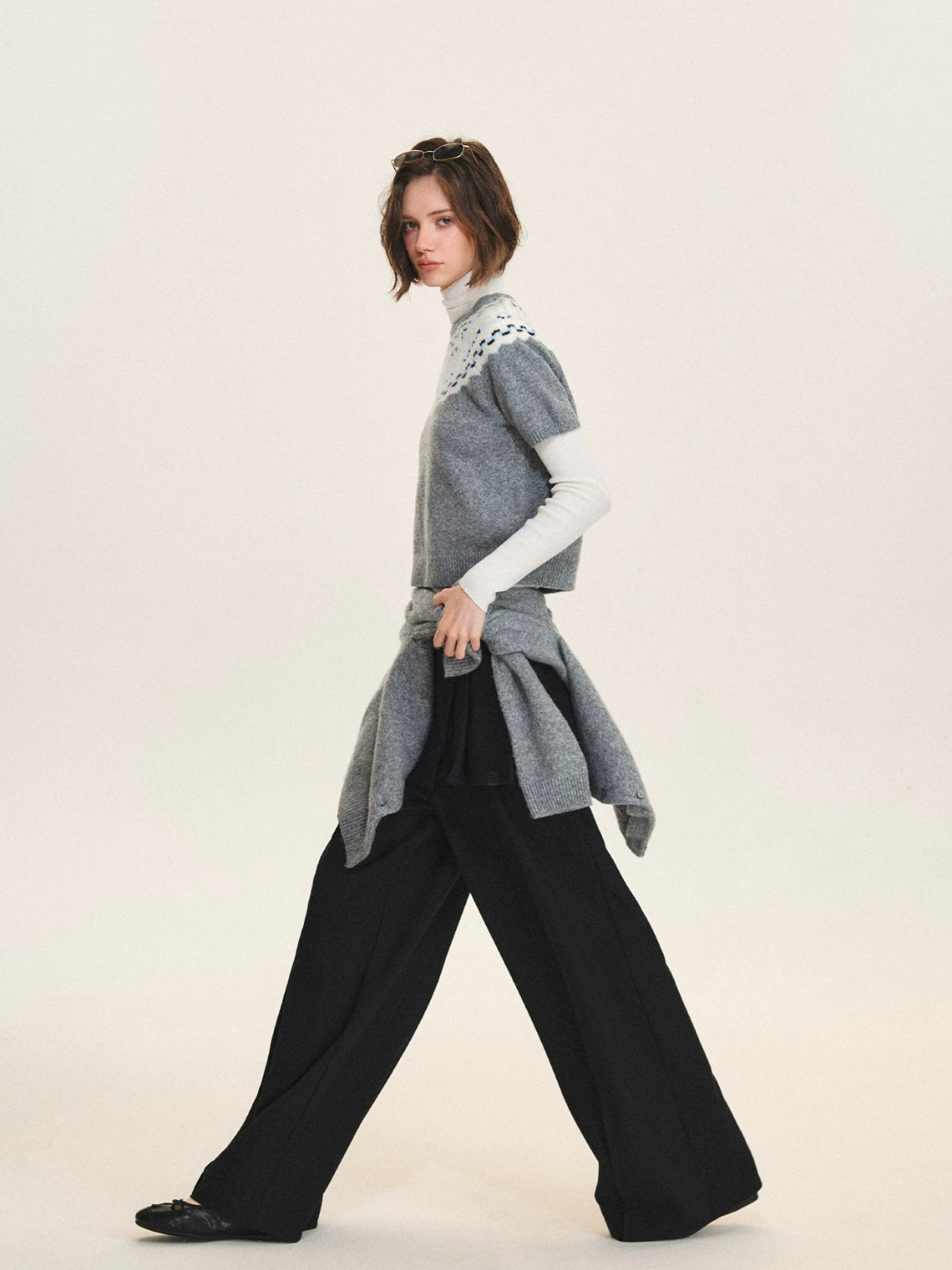 Detachable Overlay Wide Leg Pants