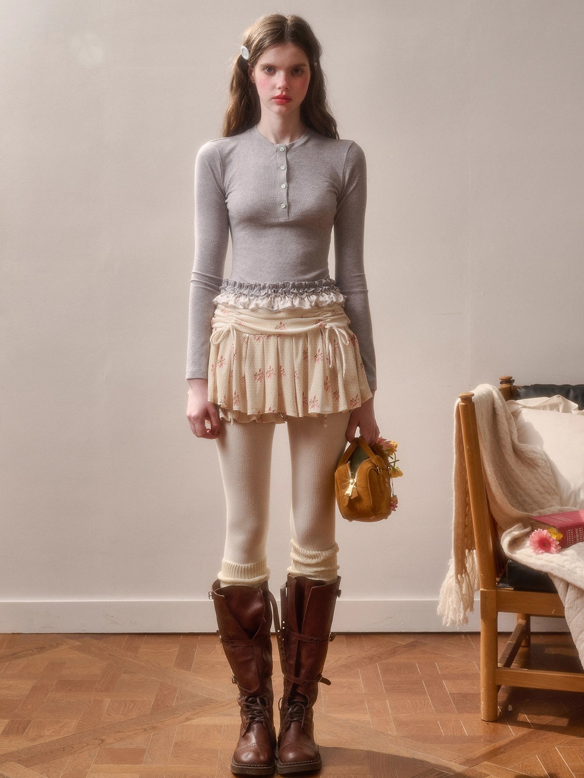 Printed Ruffle-Hem Top