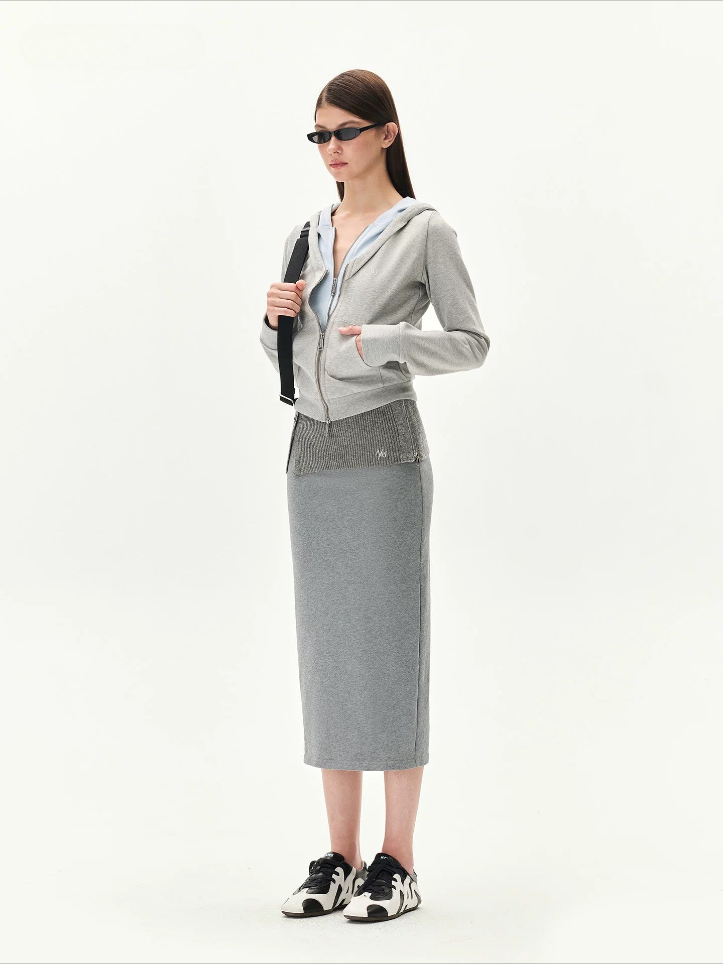Double Veil Knit Midi Skirt