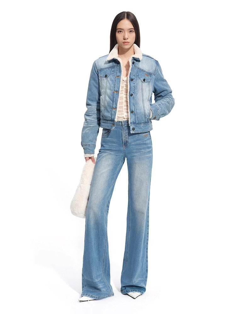 "Caraval Series" Washed Twill Denim Cotton-Padded Jacket