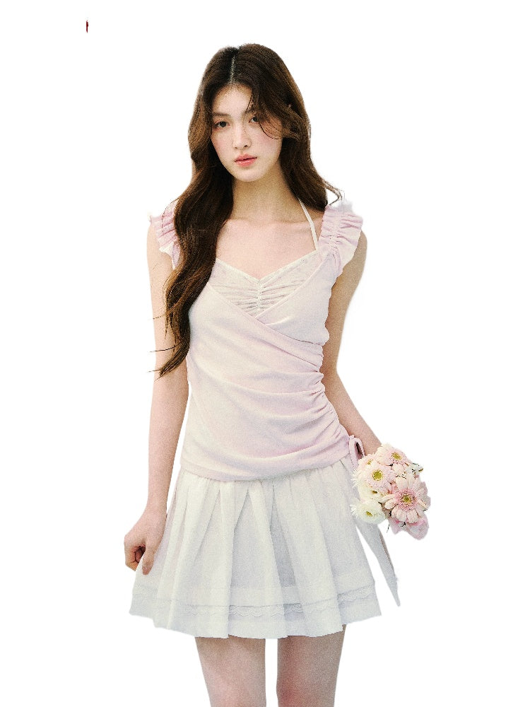 Pink & Blue Layered Ruffle Tee