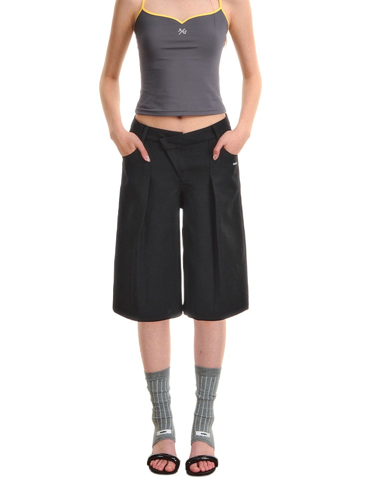 Black Low-Waist Bermuda Shorts