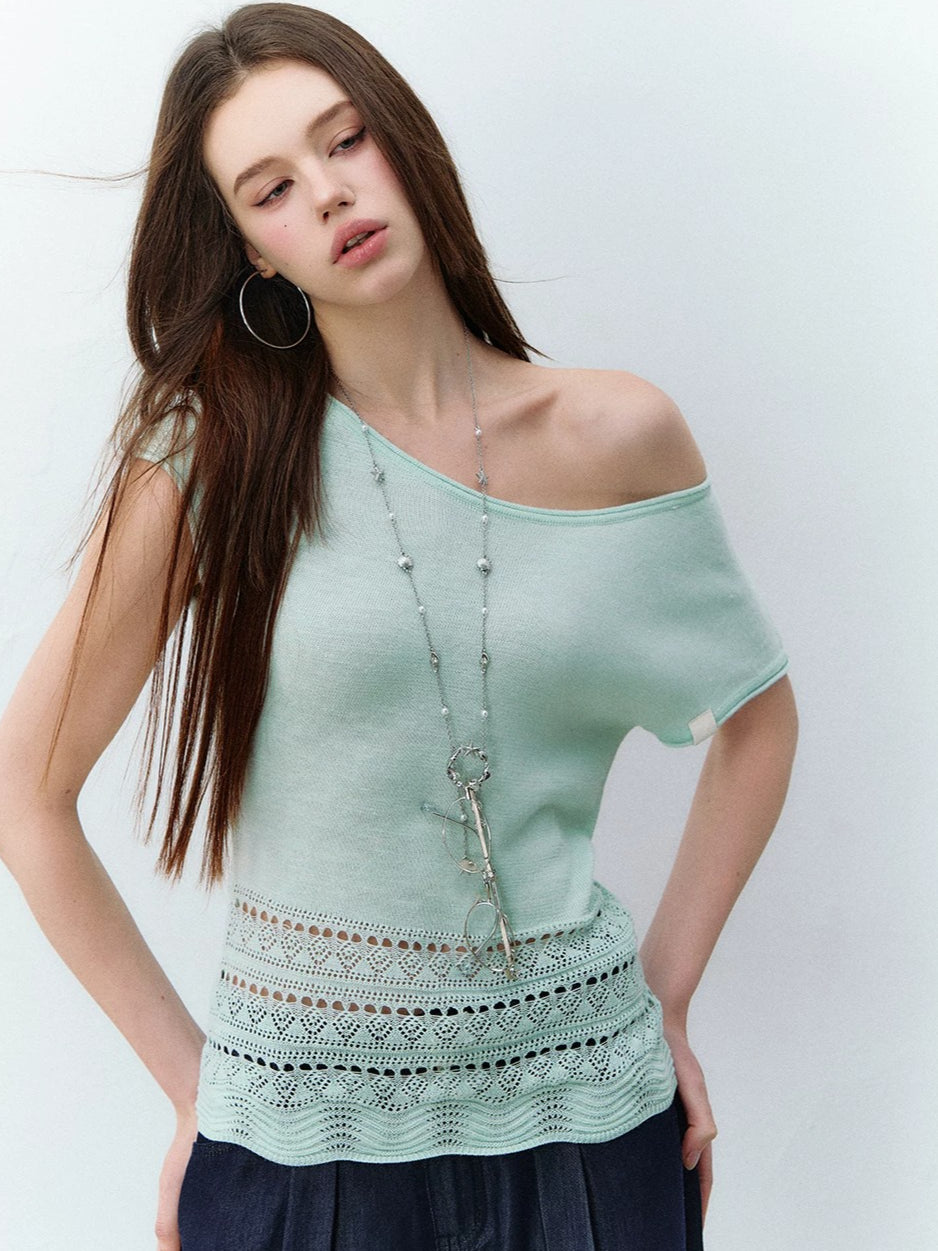 Asymmetry Linen Knit Tee