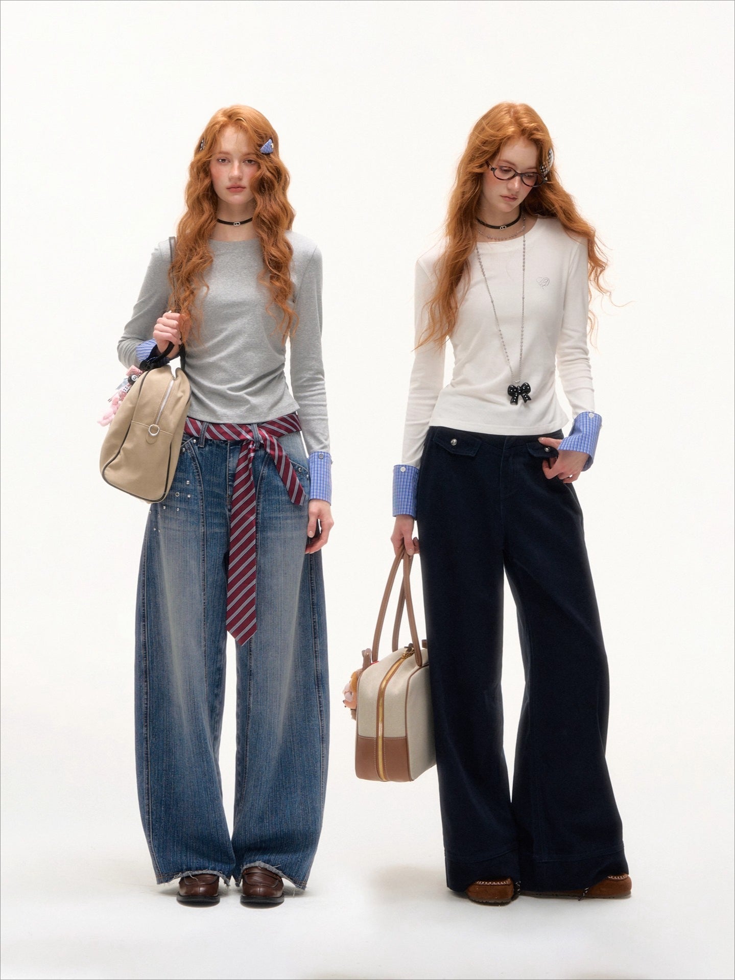 Plaid Patchwork Long-Sleeve T-shirt