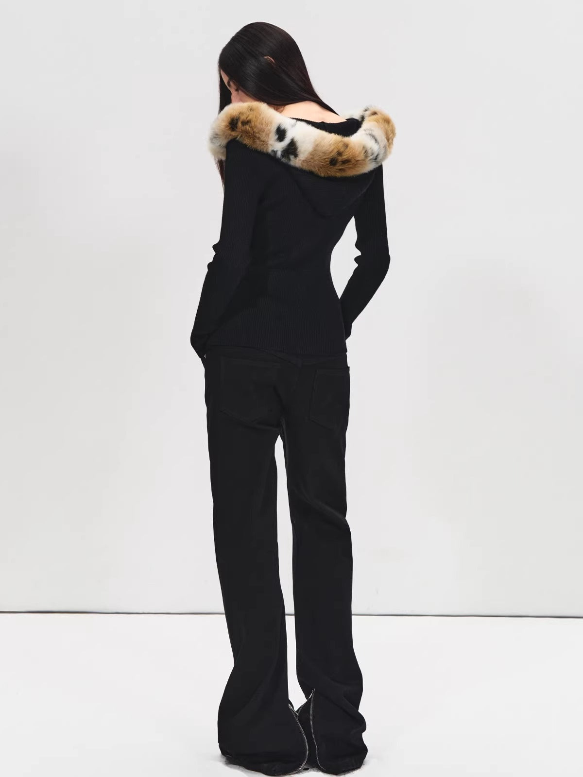 Detachable Faux Fur Collar Cardigan