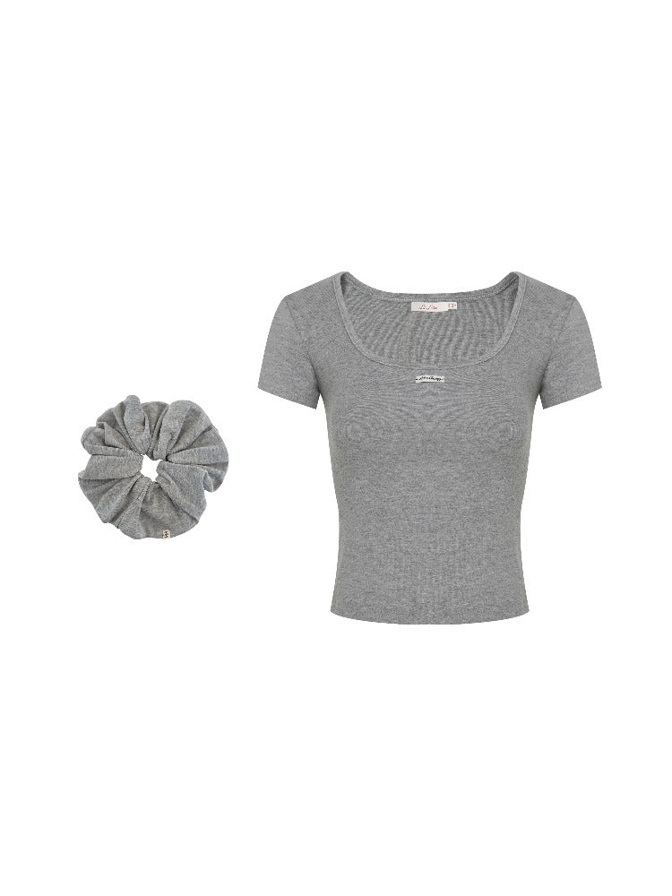 Lace Backless U Neck Tee