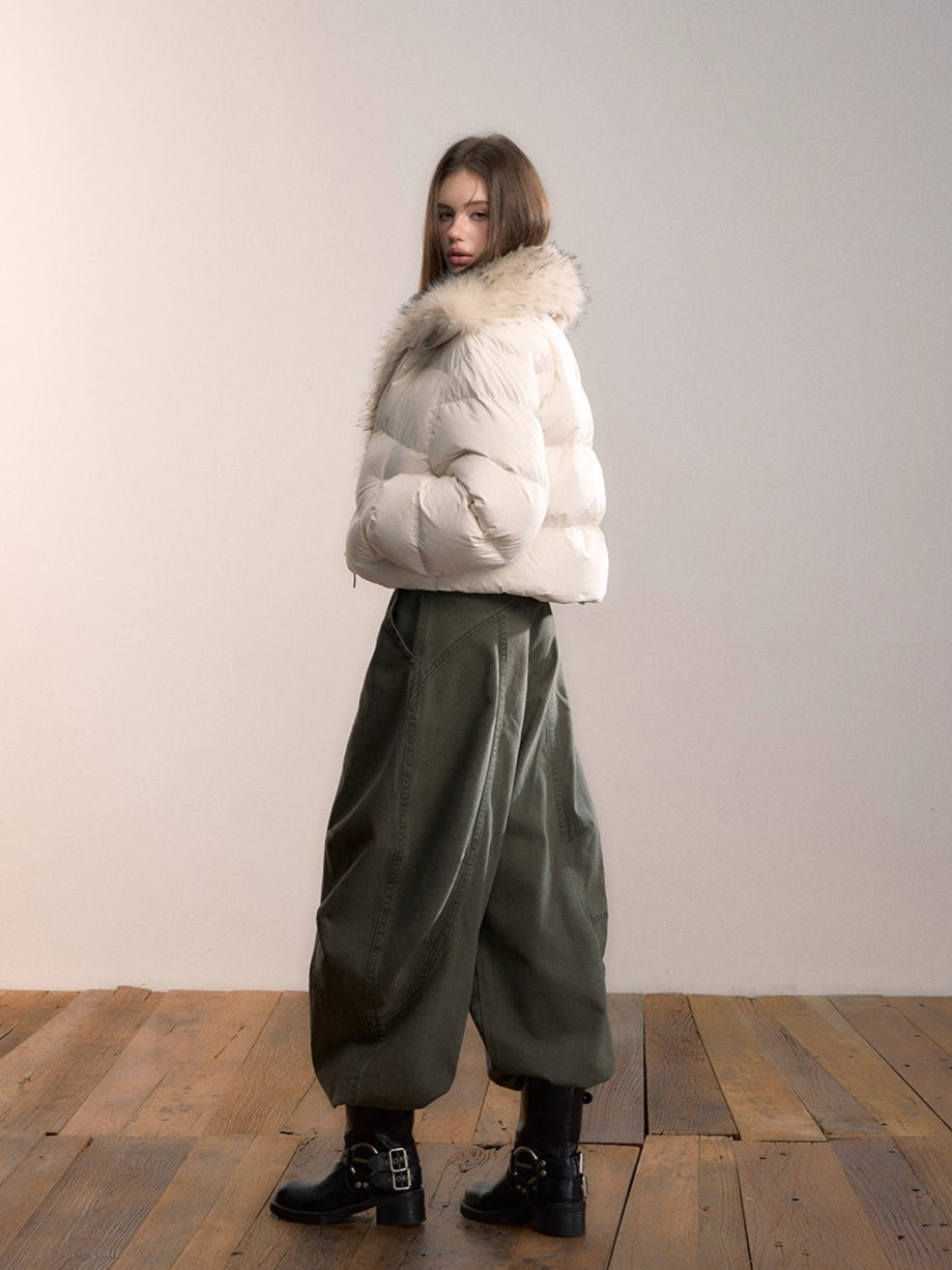 Army Green Wide-Leg Pants
