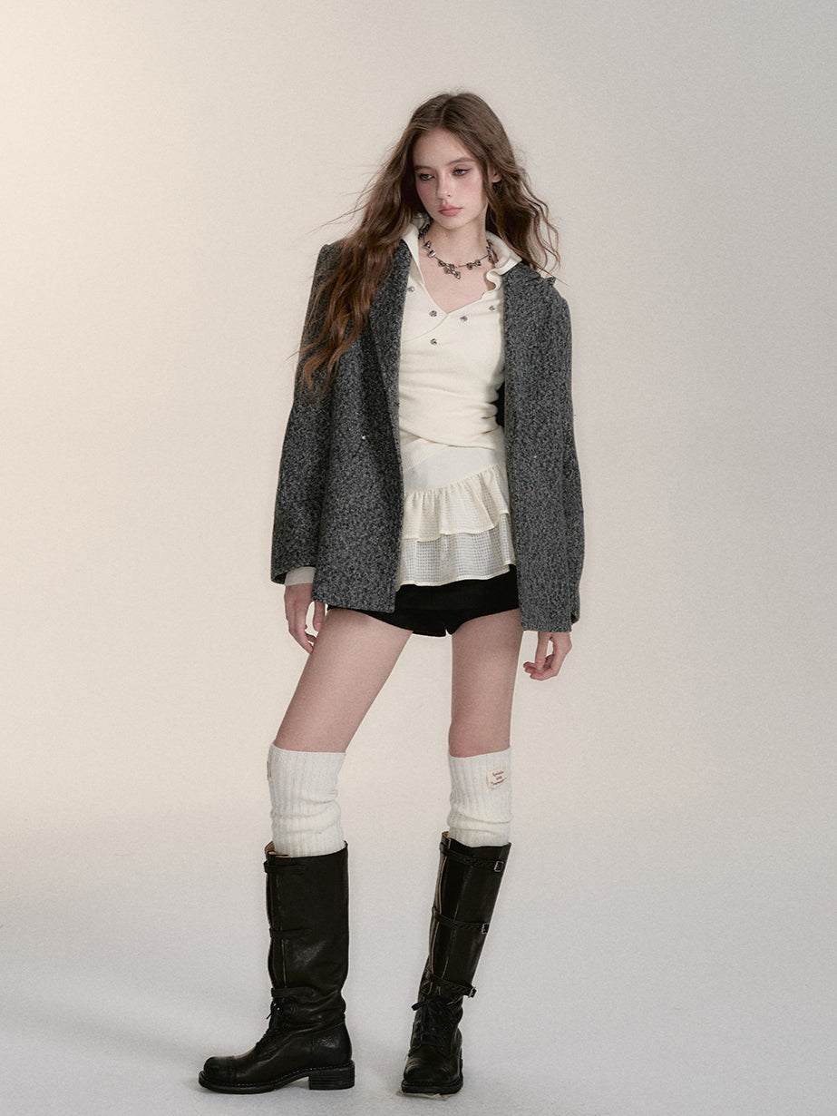 Wool-Blend Hooded Blouse