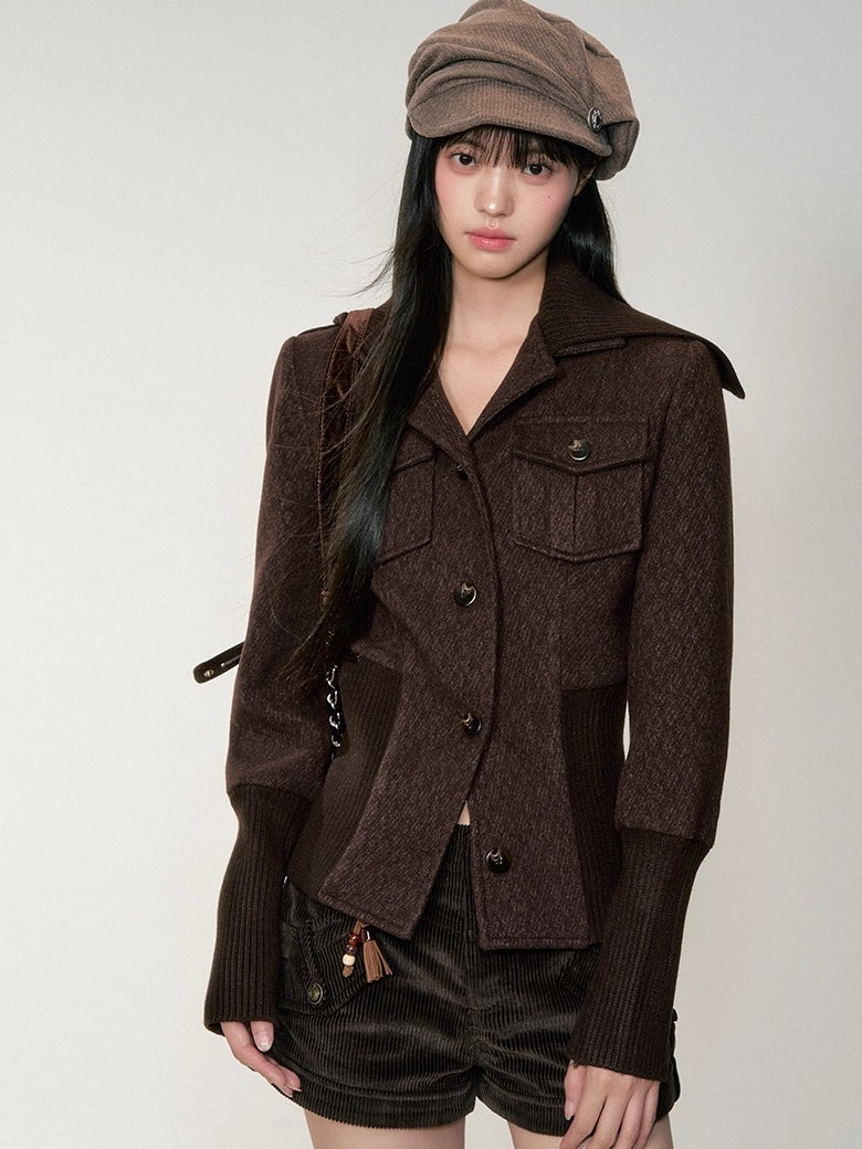Vintage Sailor Collar Woolen Jacket