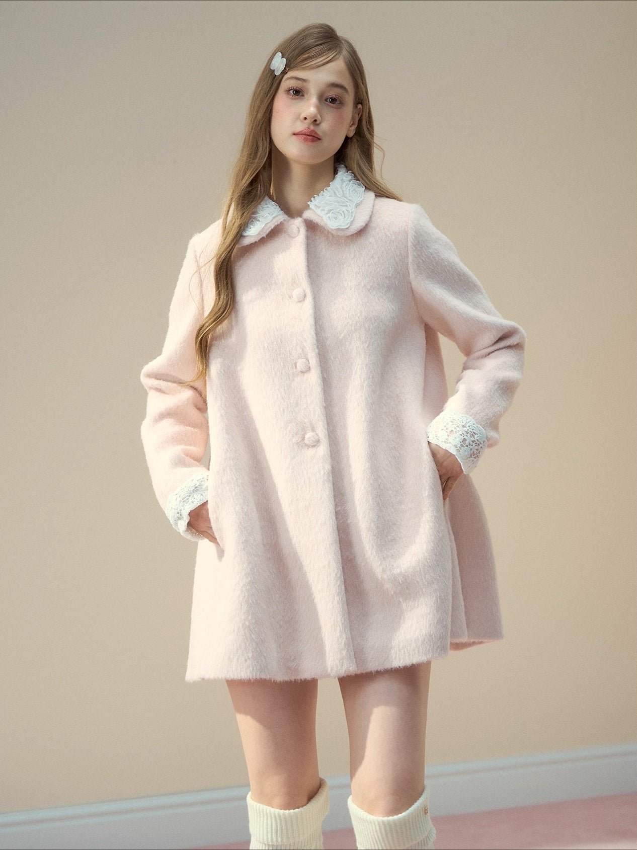Two-Piece Cape Wool Coat