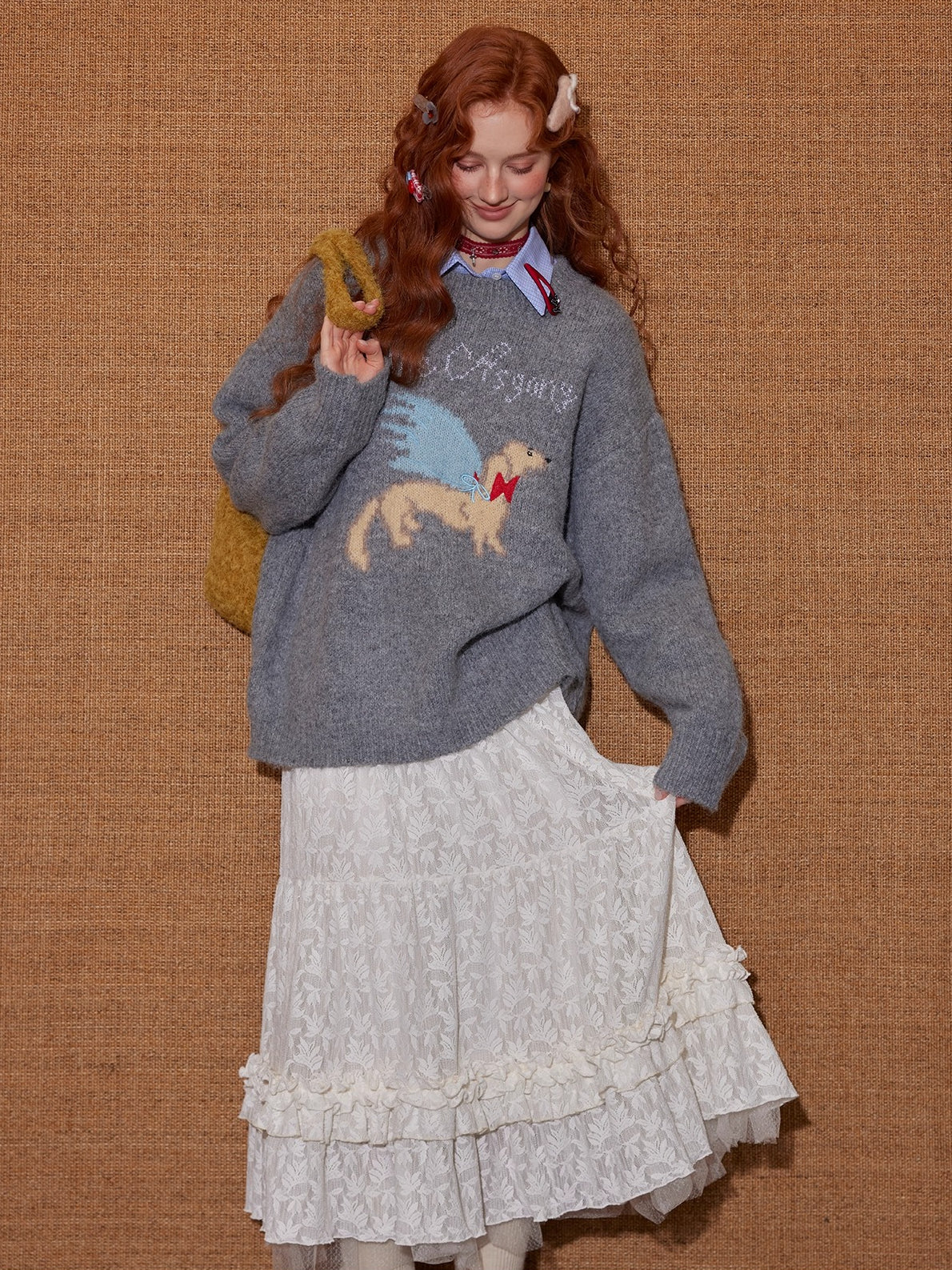 Animal Jacquard Embroidered Knit Sweater
