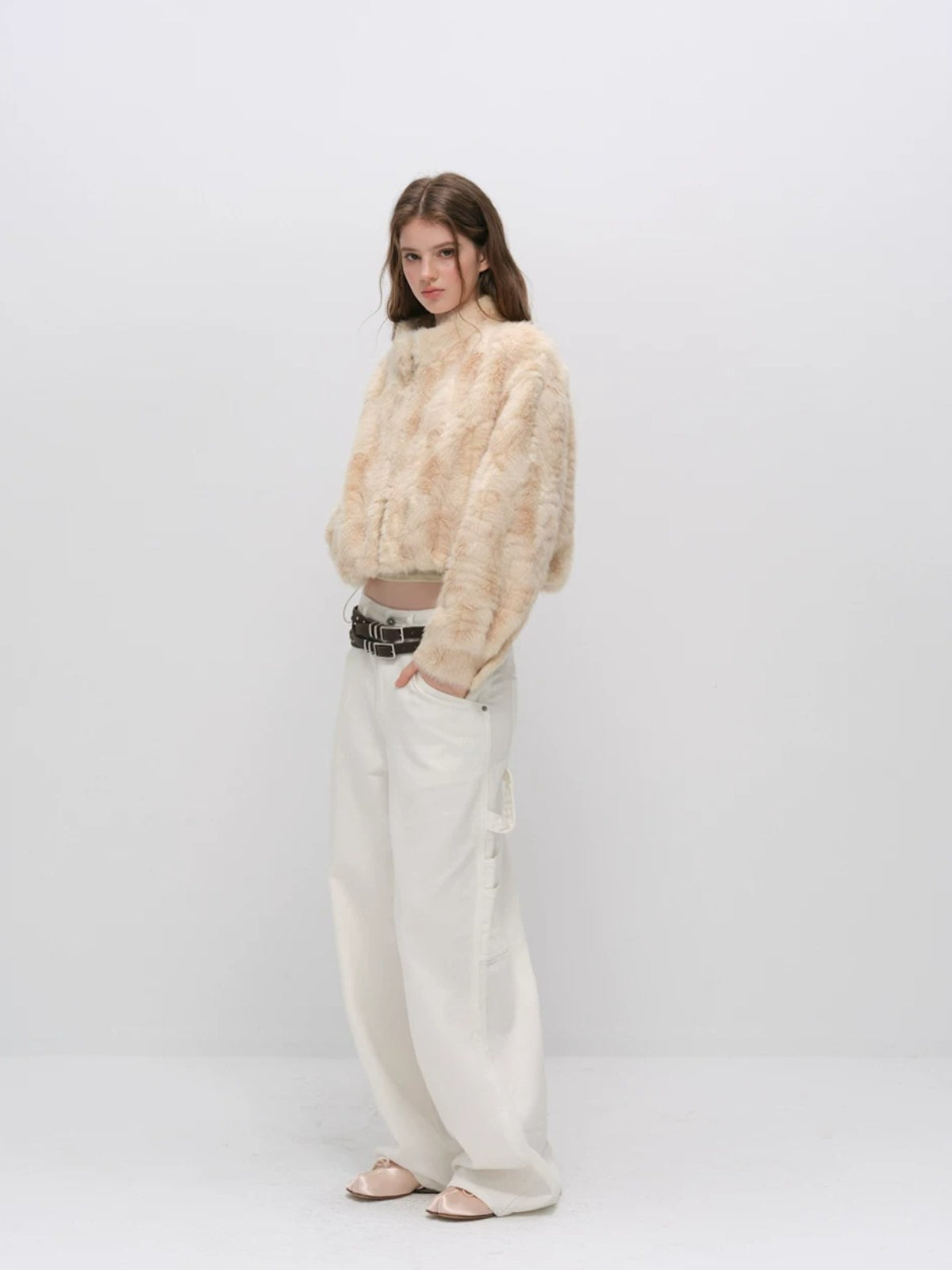 Faux Fur Stand Collar Coat