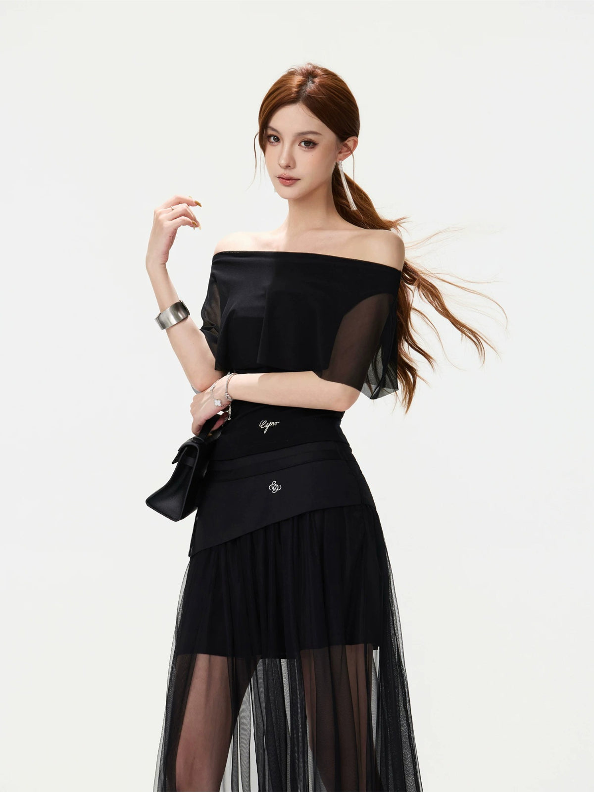 Sheer Ruffle Shoulder Top