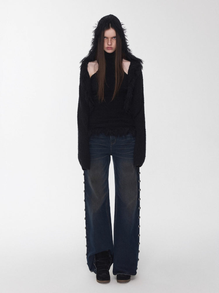 Hooded Faux Fur Knit Set