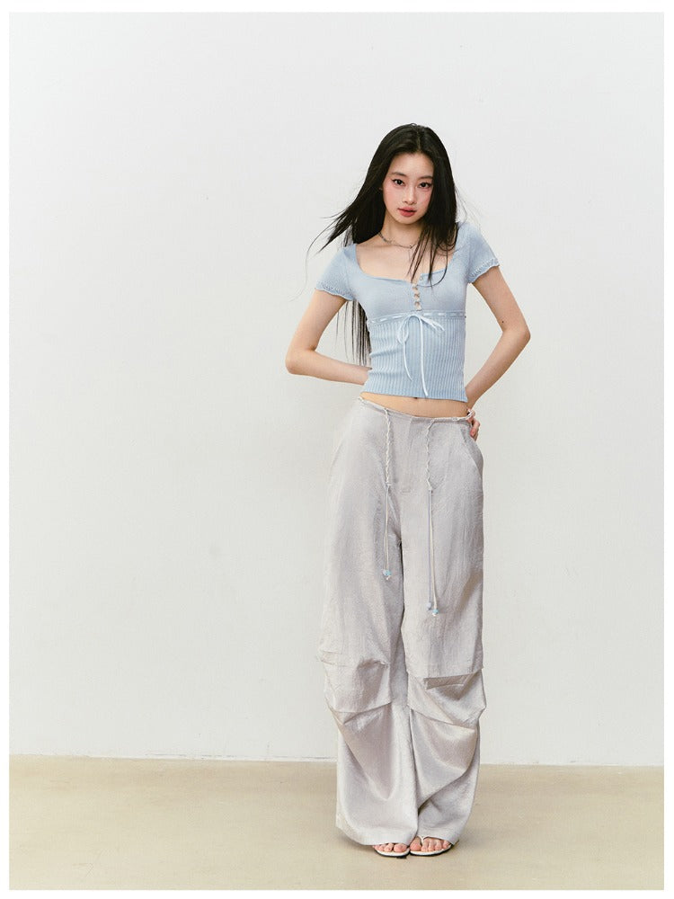 Bowknot Lyocell Knit T-shirt