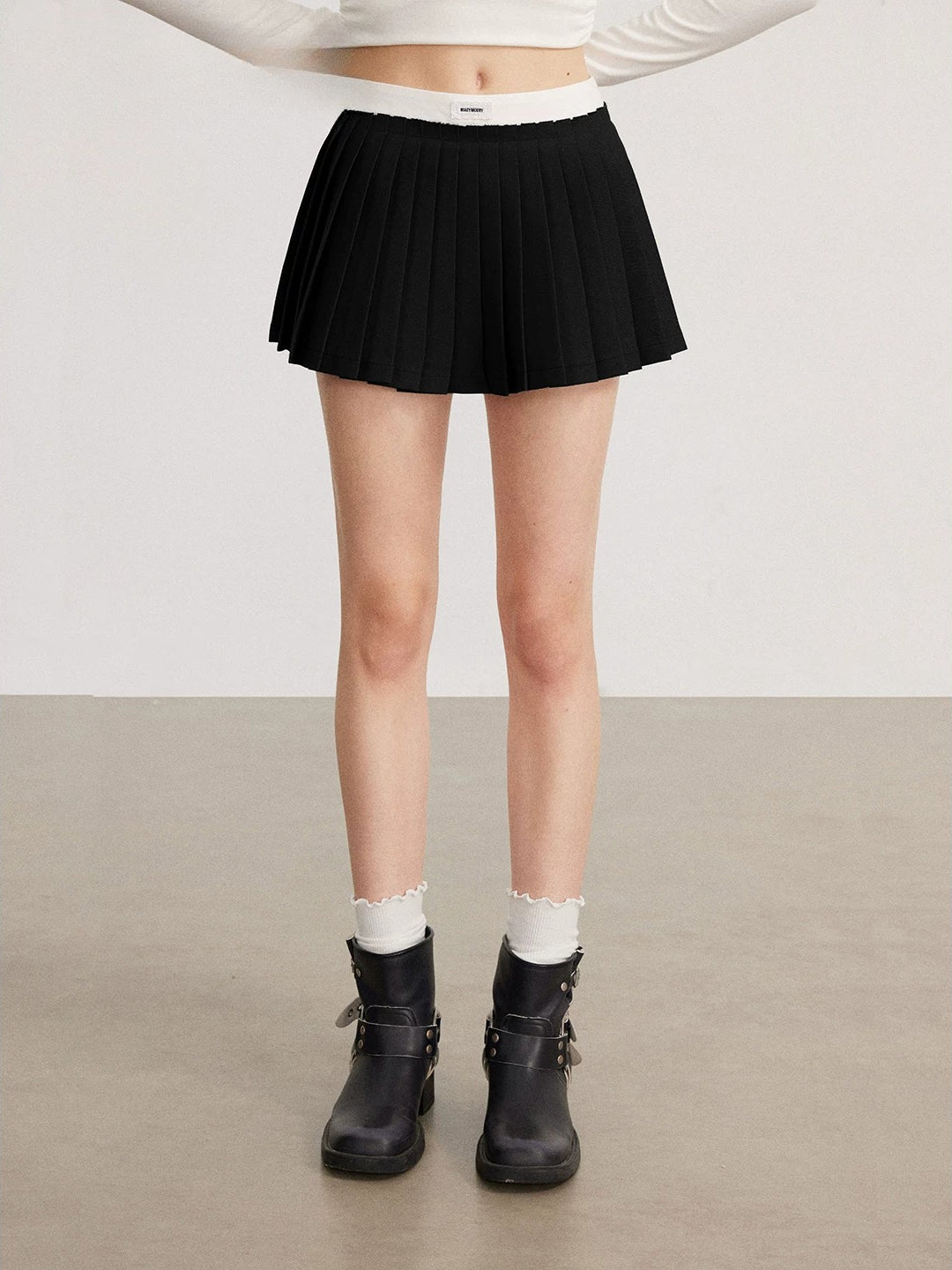 Pleated Mock-Layer Skirt