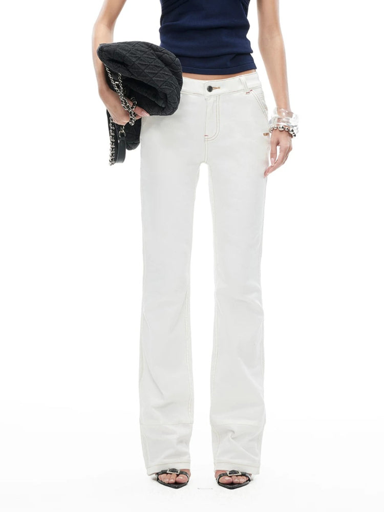 "White" Washed Straight Jeans