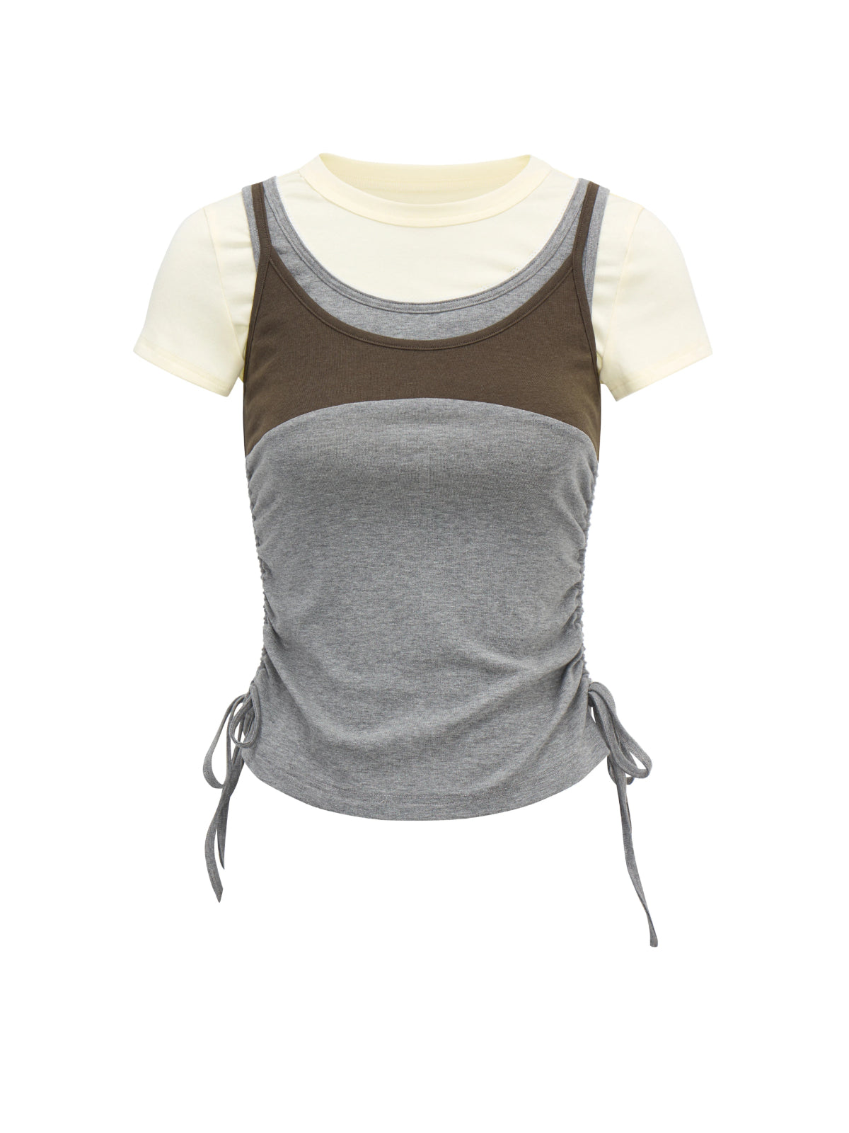 Korean Lace Trim Drawstring T-Shirt