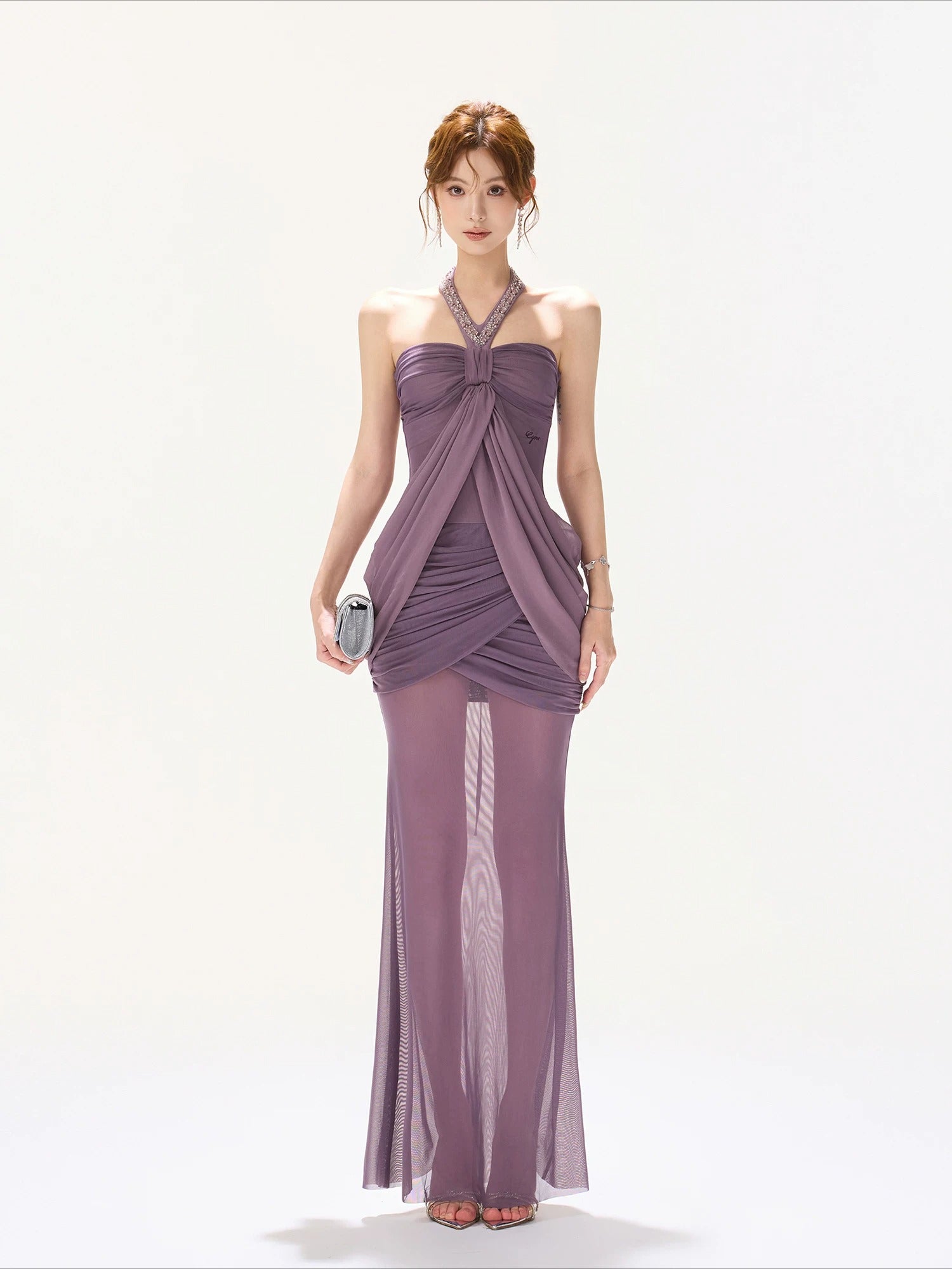 Rhinestone Halter Mermaid Dress