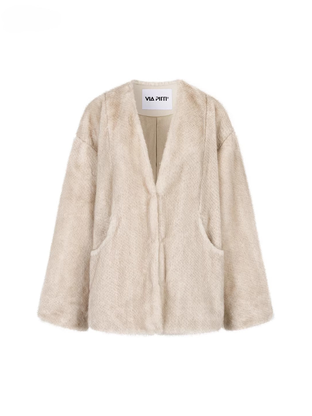 Ombre Faux Fur Pocket Coat