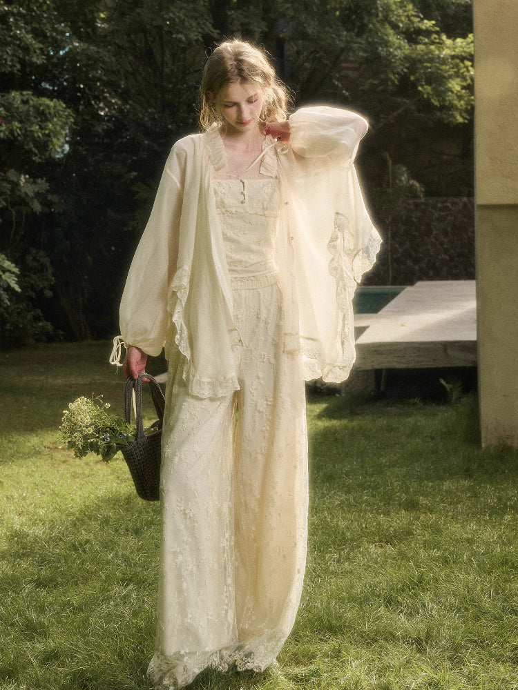 Lace Round Neck Trimmed Shirt