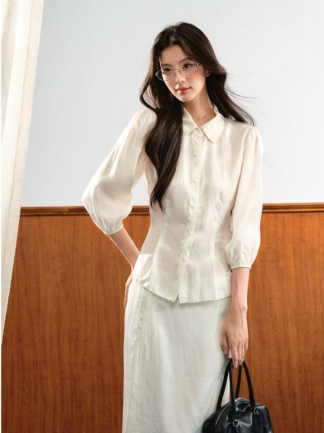 Puff Sleeve Lace Skirt Set