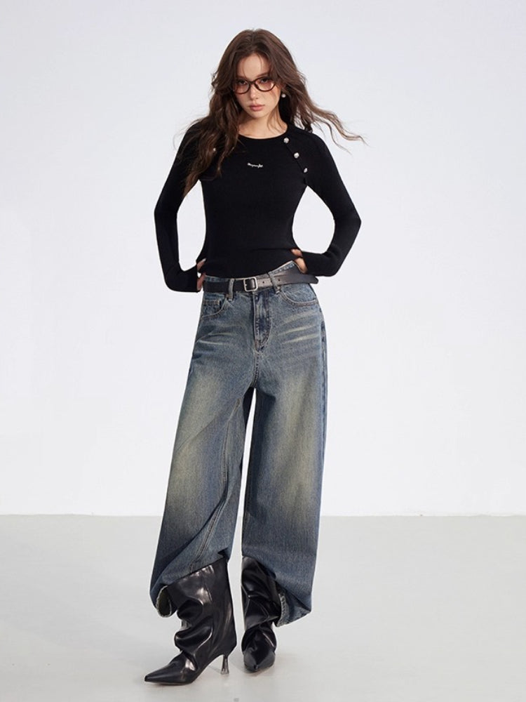 Black & Beige Faux Layered Knit