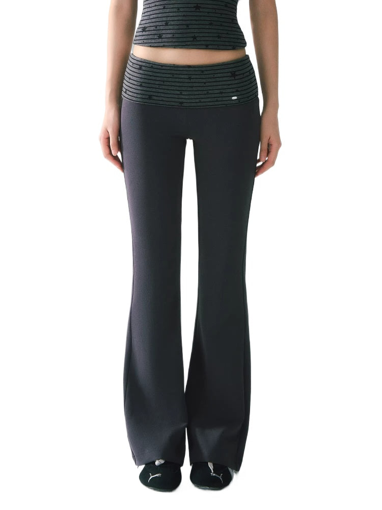 Striped Waistband Flared Pants