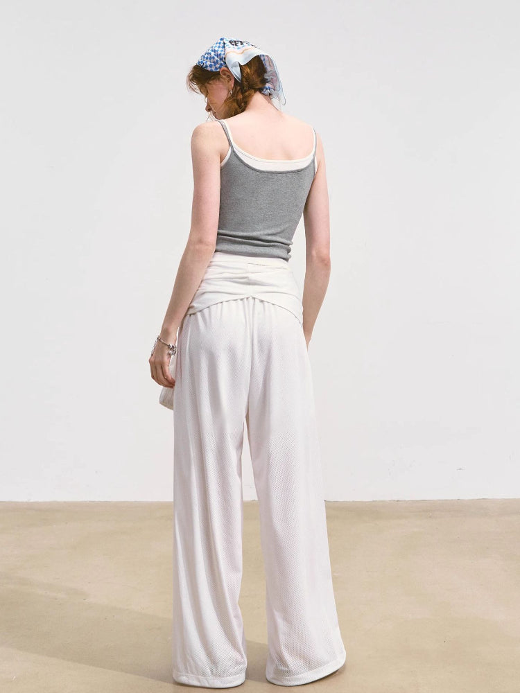 Tie-Waist Flowy Linen Wide-Leg Pants