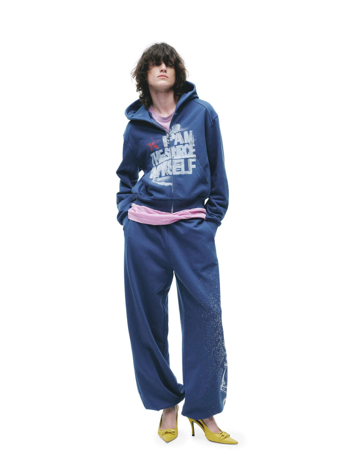 Distressed Print Hoodie Pants Set