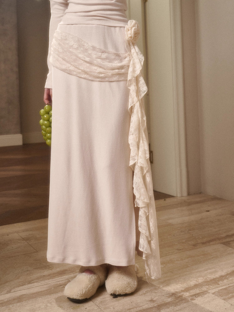 Breathe Lace Off-Shoulder Blouse & Skirt Set