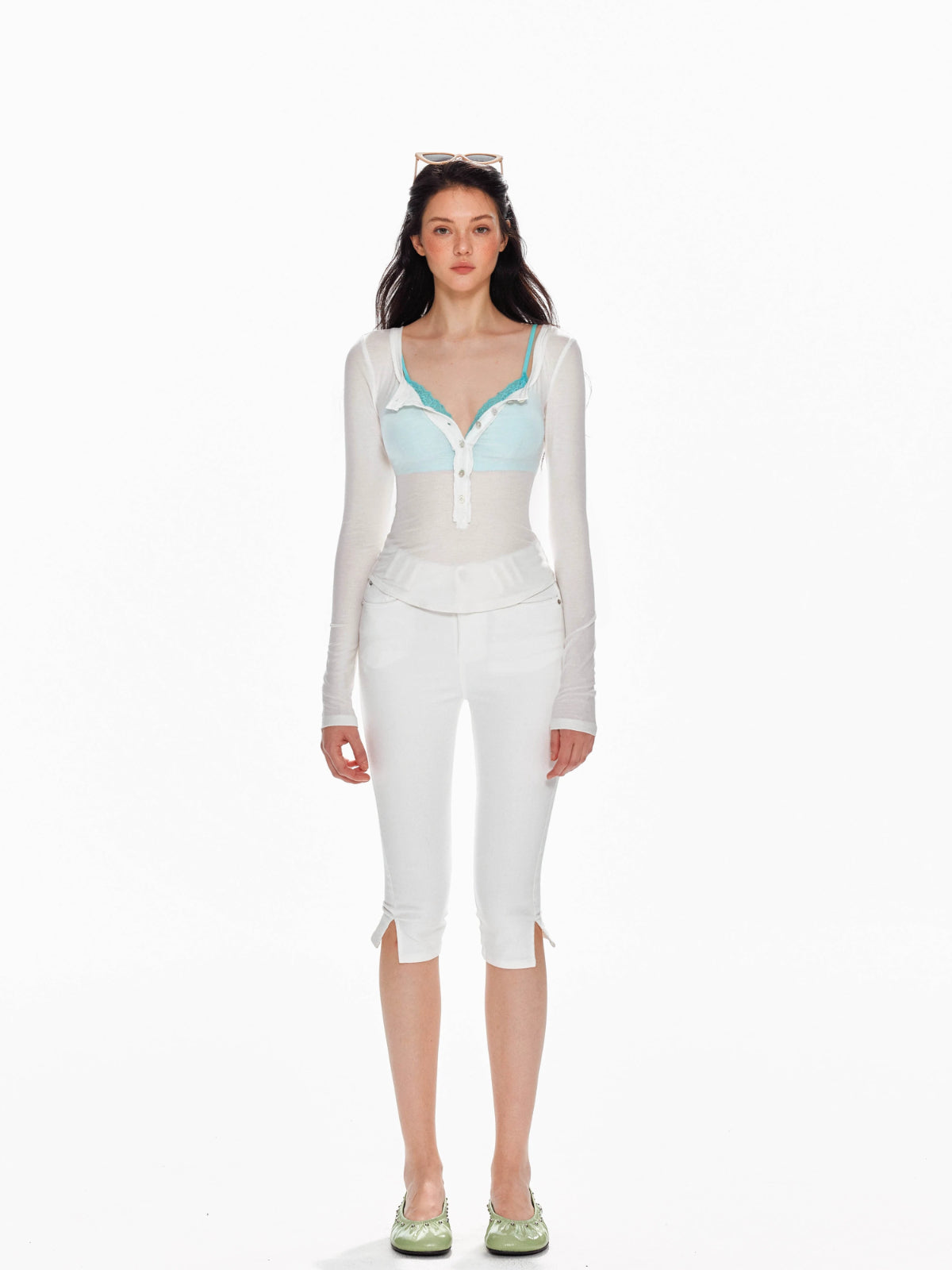 Low Waist Split Slim Fit Cropped Jeans