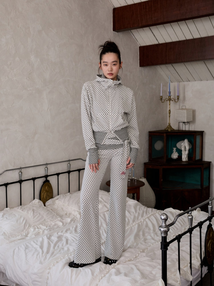 Double-Slider Small Polka Dot Devil Horn Hoodie