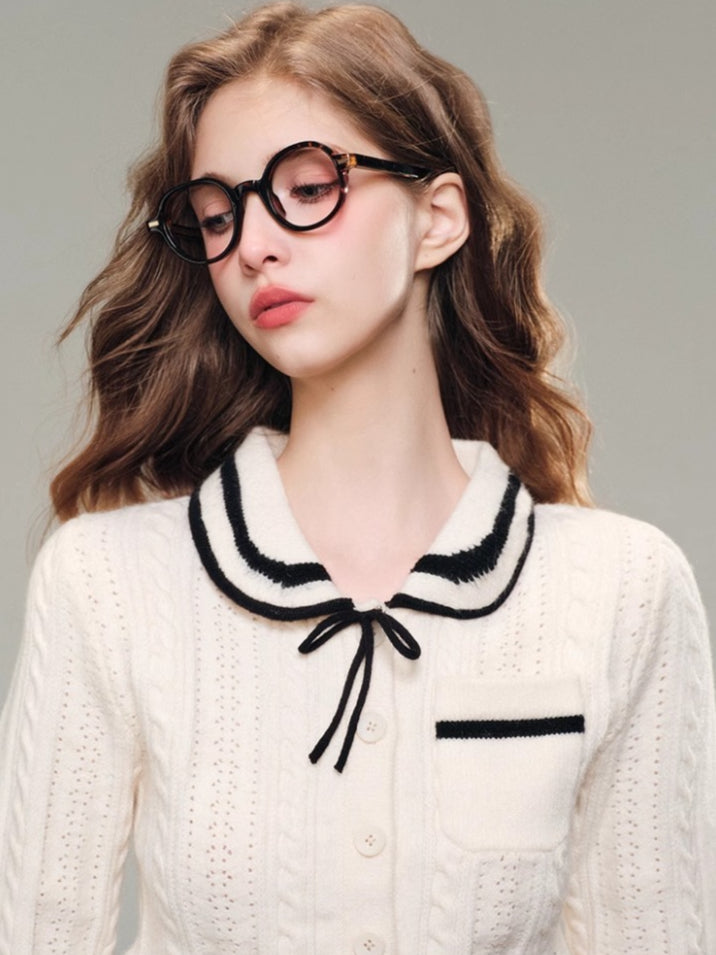 Sailor Doll Collar Knit Cardigan & Skirt Set