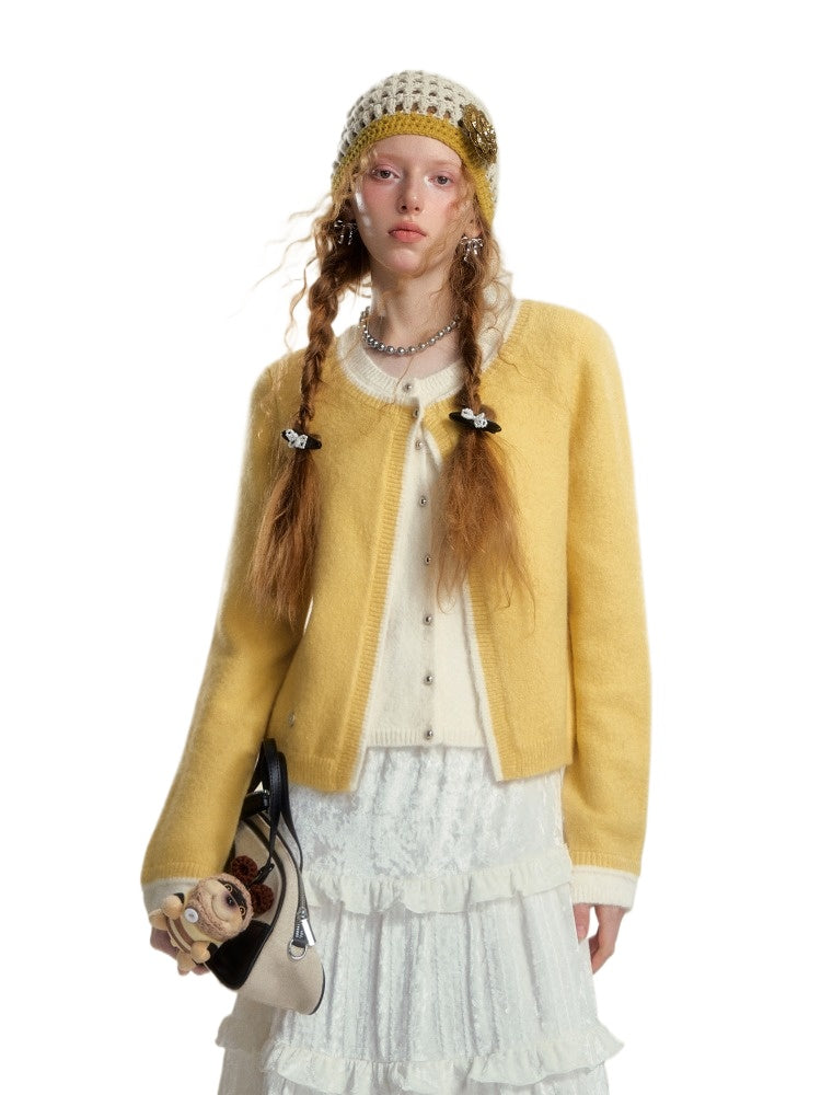 Colorblock Layered Knit Cardigan