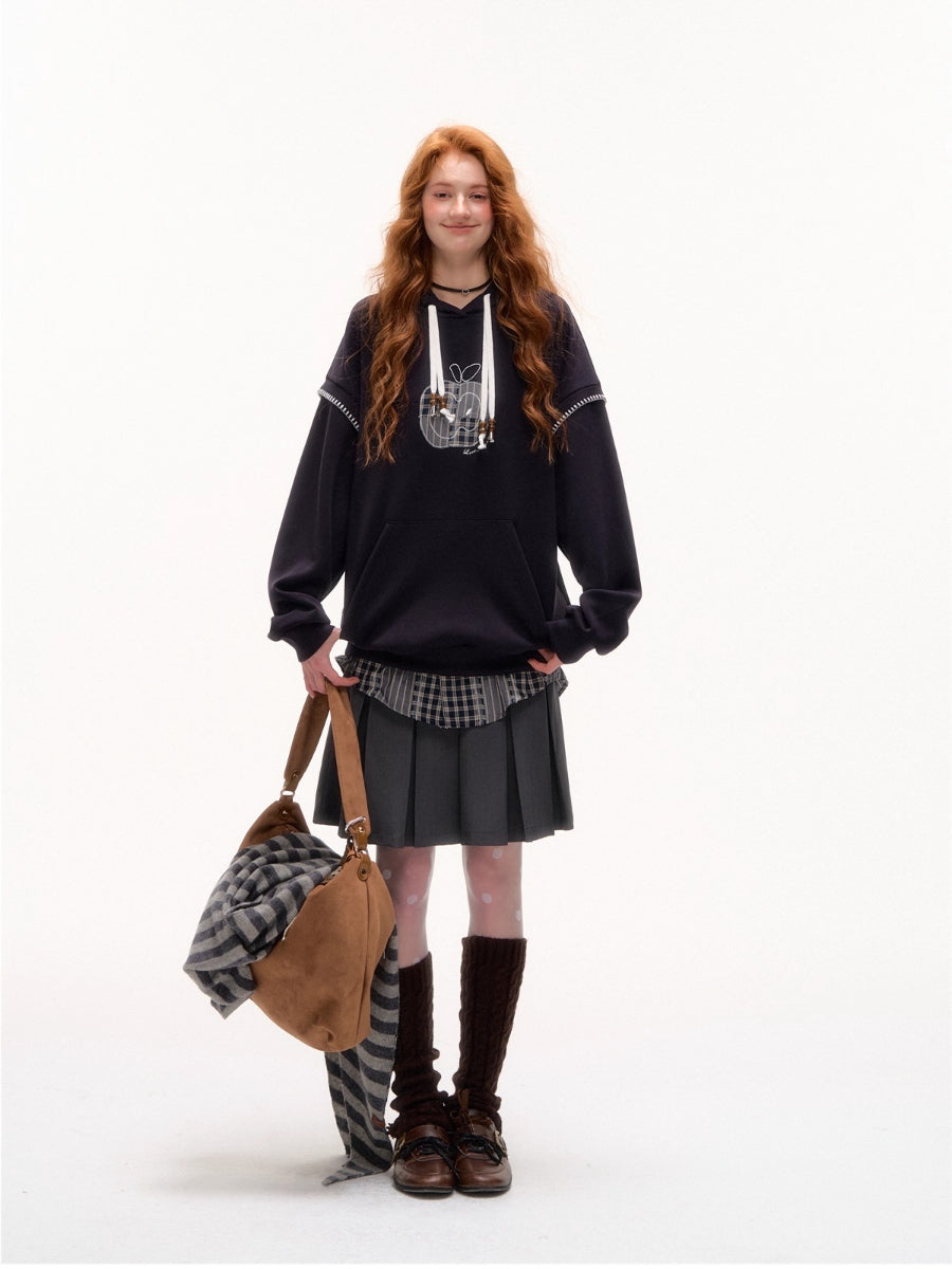 Apple Patch Two-Piece Layered Hoodie