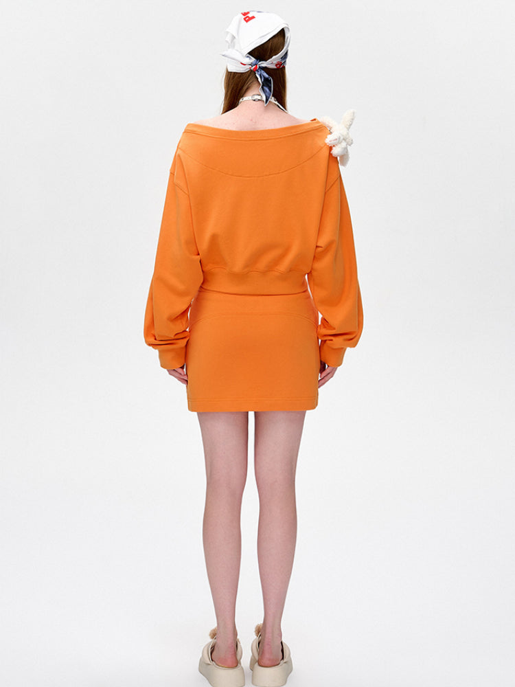 Off-Shoulder Pullover Short Top