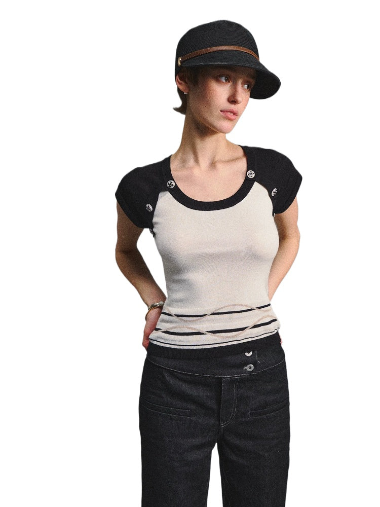 Black White Raglan Sleeve T-Shirt