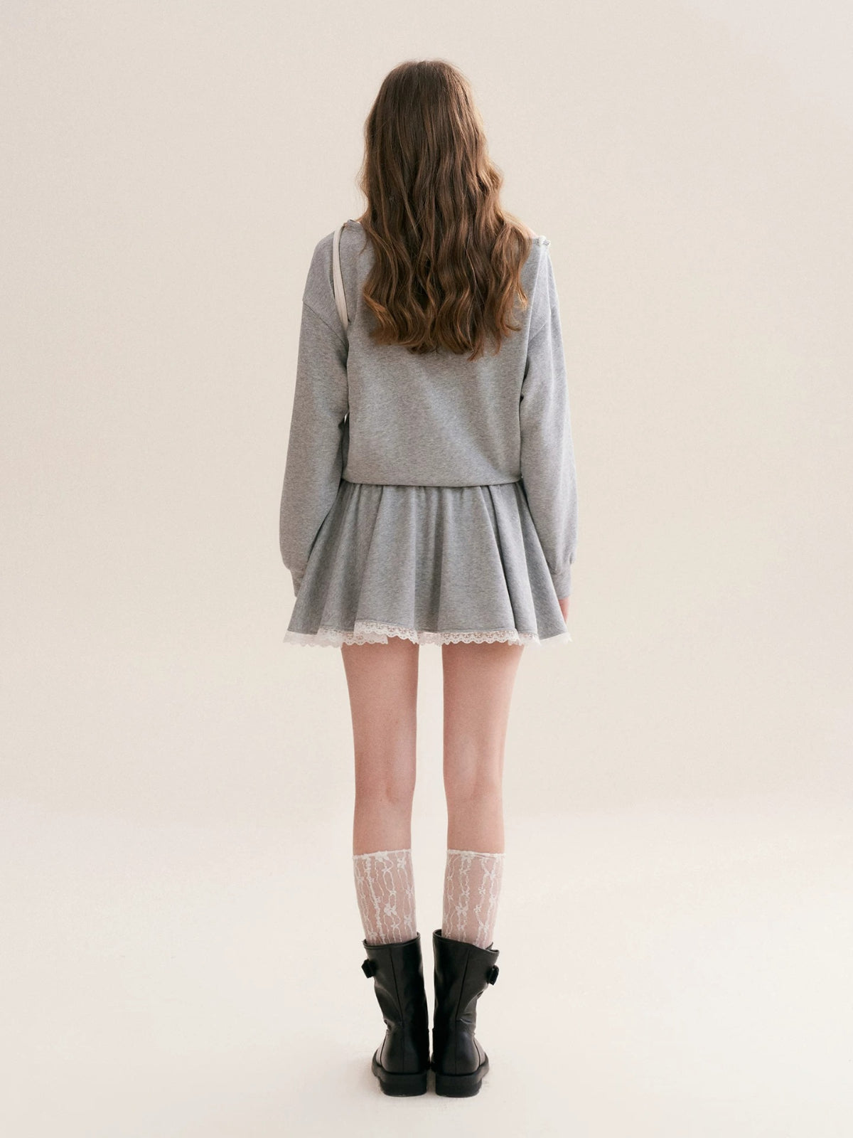 Lace Trim Sweatshirt Dress