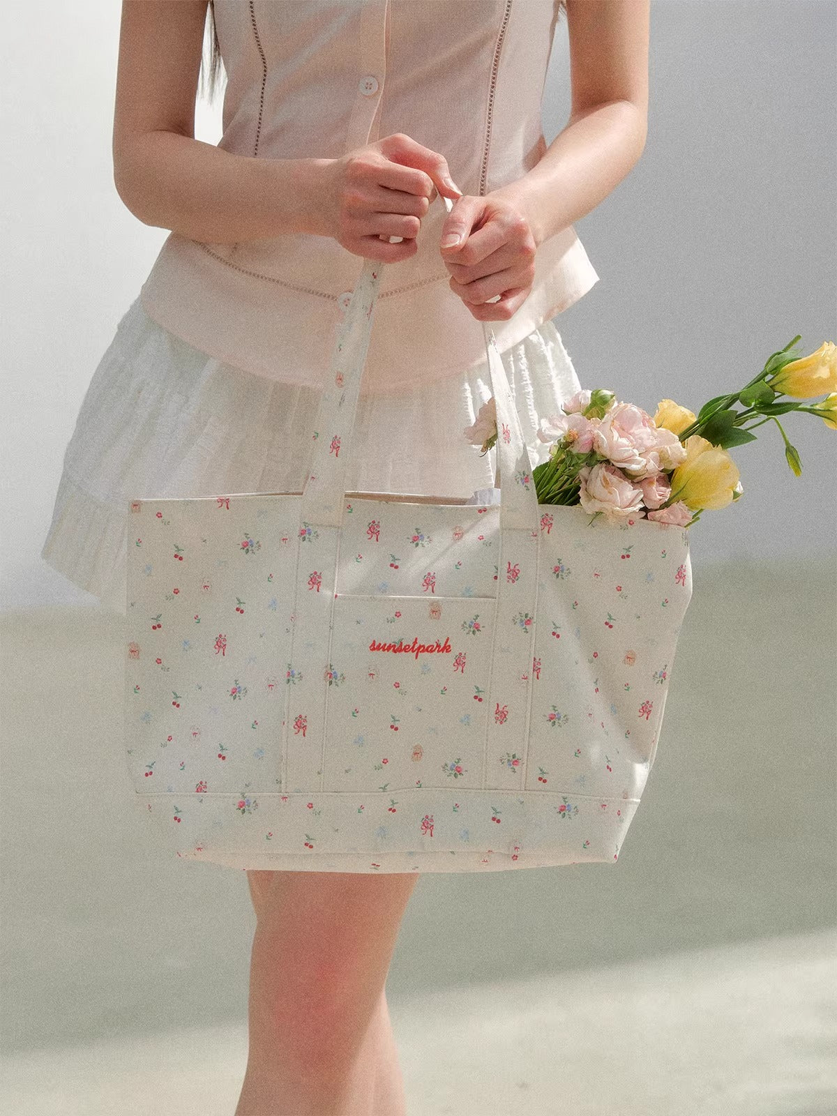 Floral Canvas Tote Bag