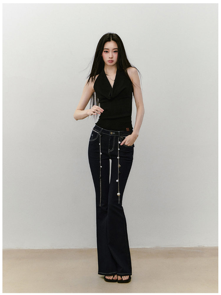 Heavy-duty Knitted Draped Neck Tank Top Set