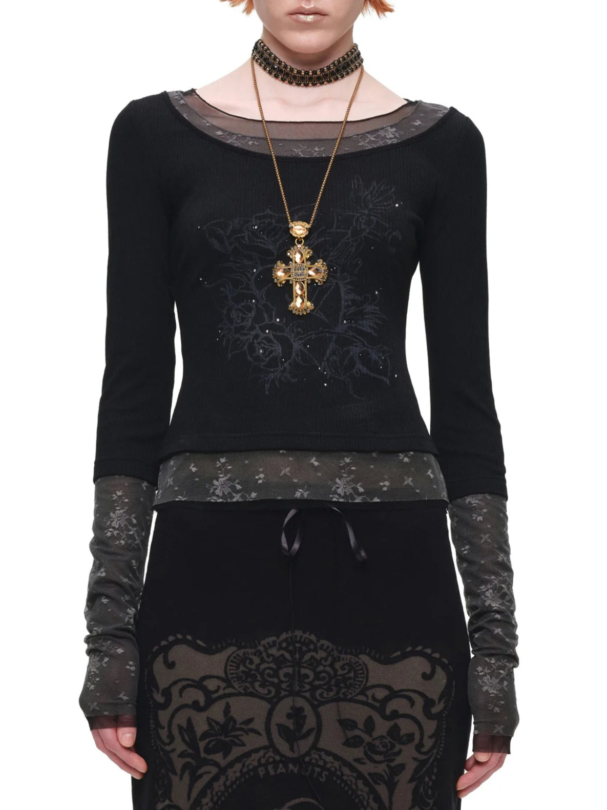 Tattoo Print Layered Tee