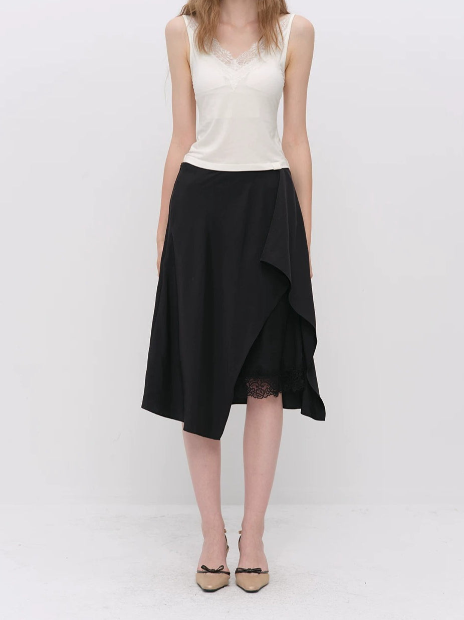 Asymmetric Satin Skirt
