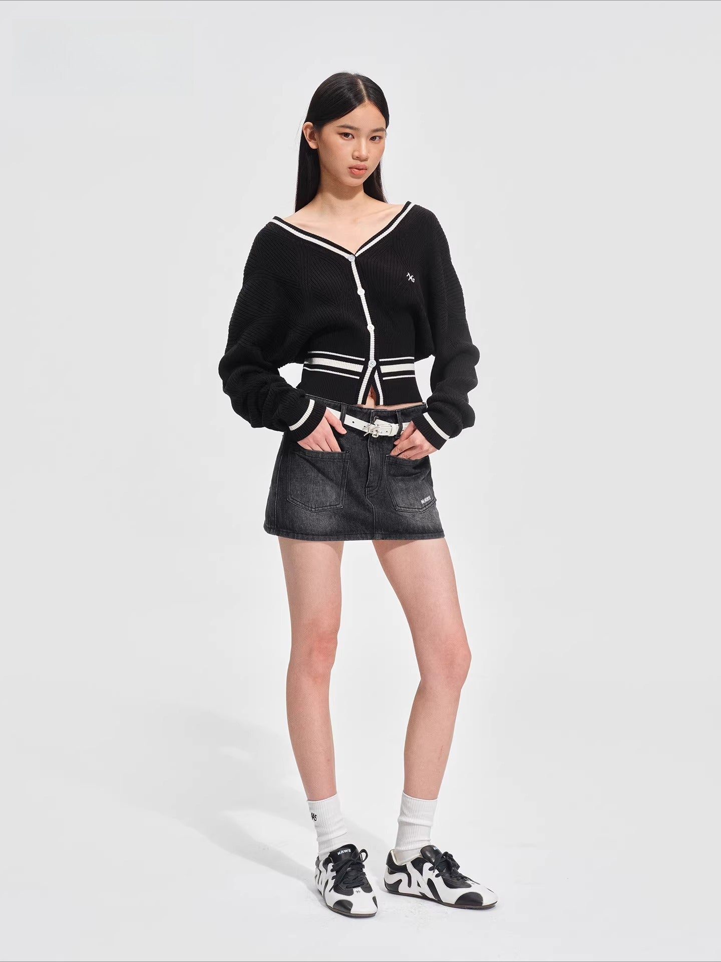 Newport Striped V-Neck Knit Cardigan