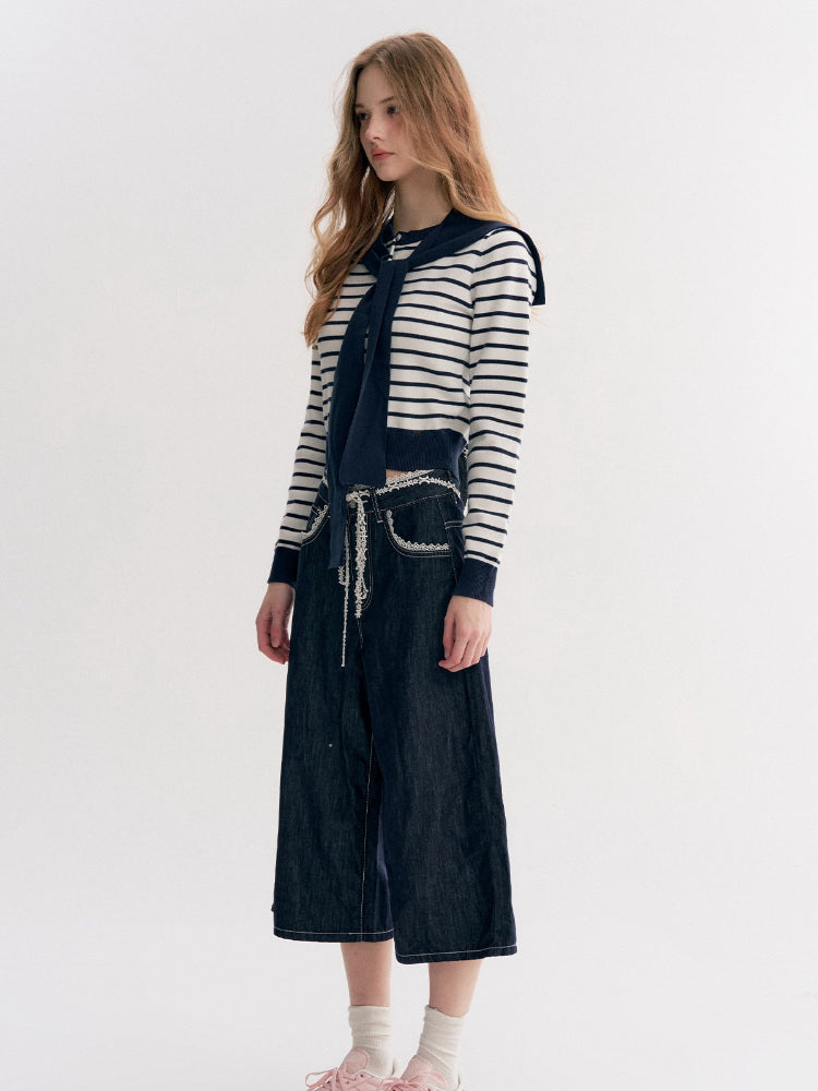 Striped Knit Cape Set