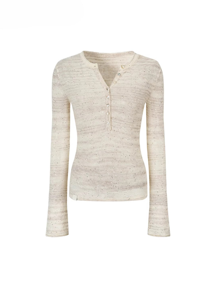 Sparkle Henley Knit Top