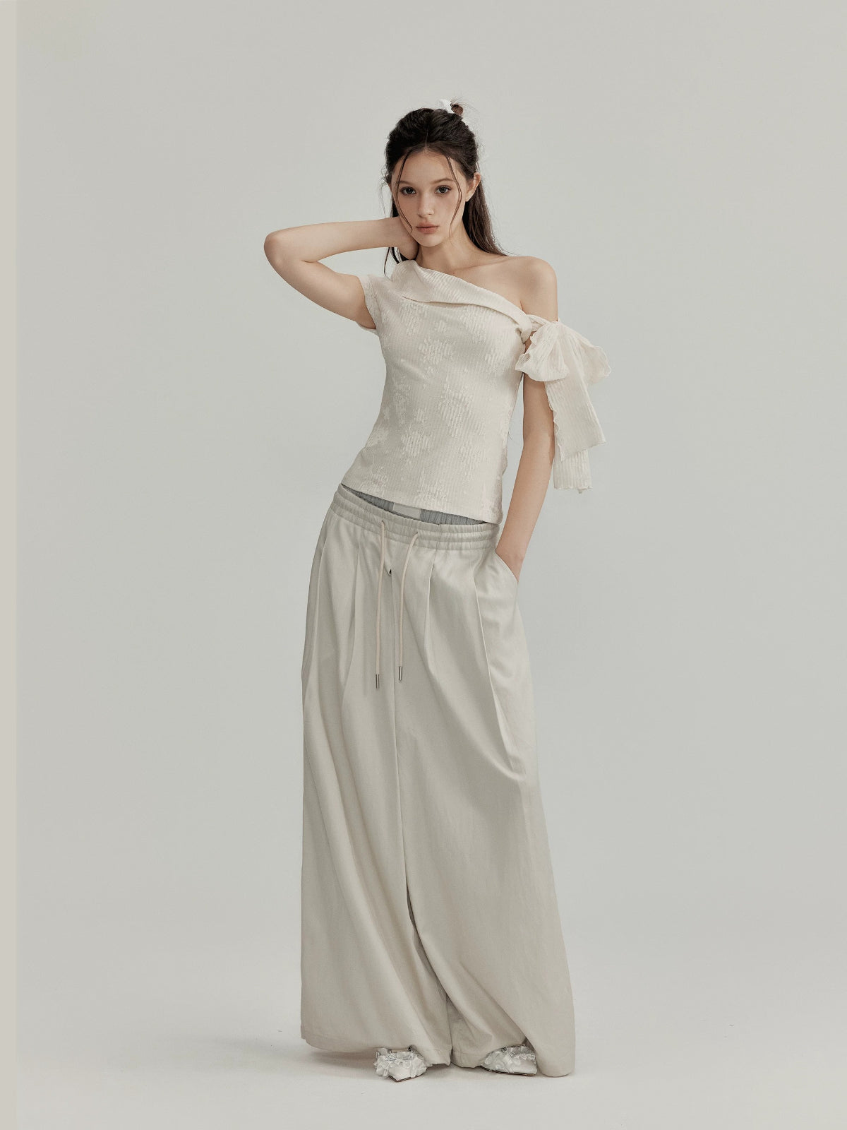 Lace Tie Shoulder Top