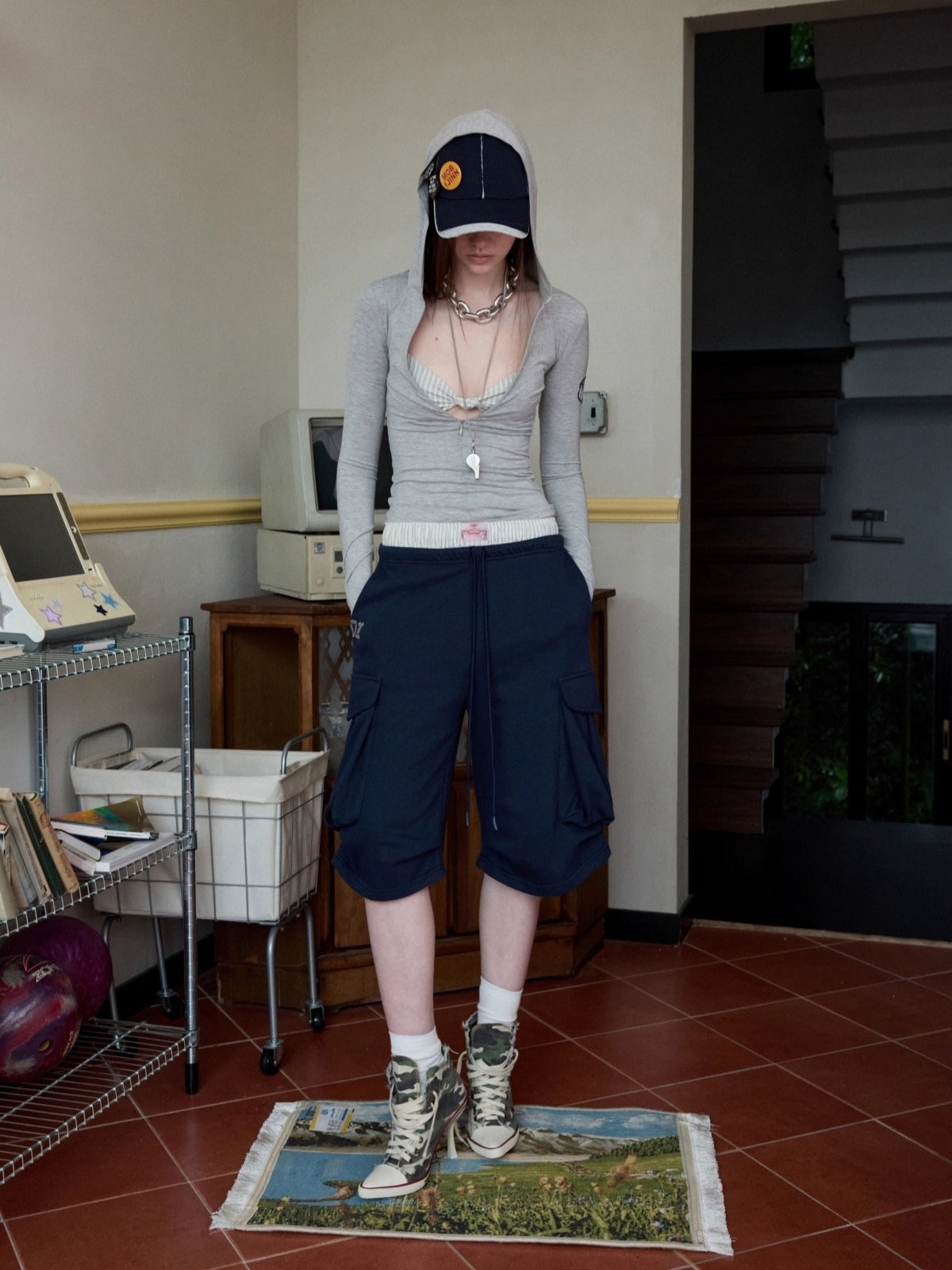 Hooded Zip Slim Long-Sleeve T-shirt